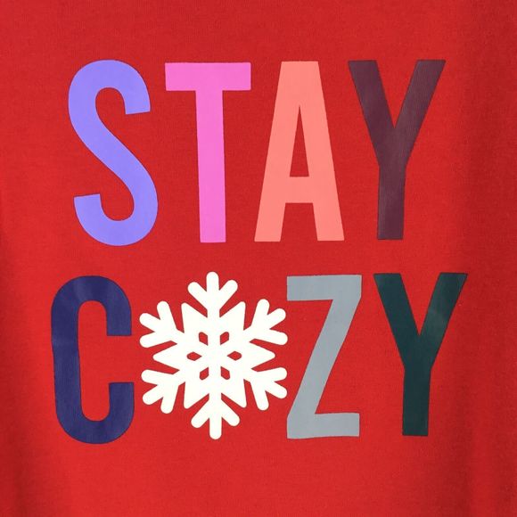 Cuddl Duds Womens Lounge Shirt sz XL Stay Cozy Snowflake Graphics Red NEW - Picture 2 of 7